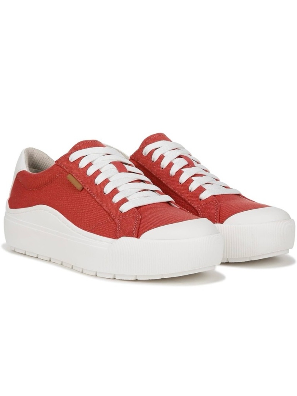 Dr. Scholl's Red Canvas Platform Lace-Up Sneakers